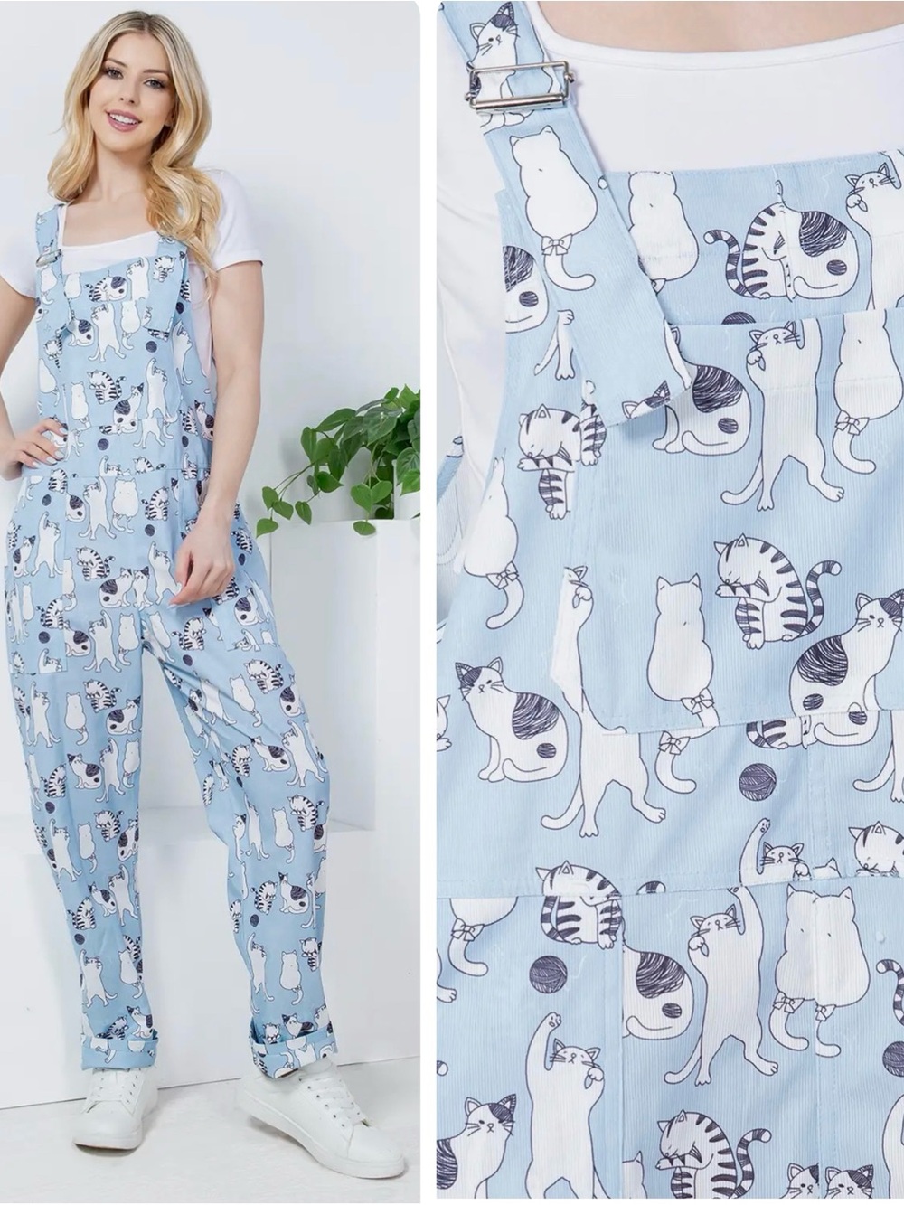 Dancing Cats Corduroy Overalls